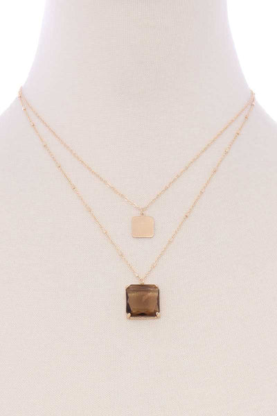 2 Layered Square Pendant Necklace - Deals Kiosk