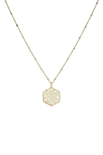 Fashion Pearl Wraps Hexagon Pendant Necklace - Deals Kiosk