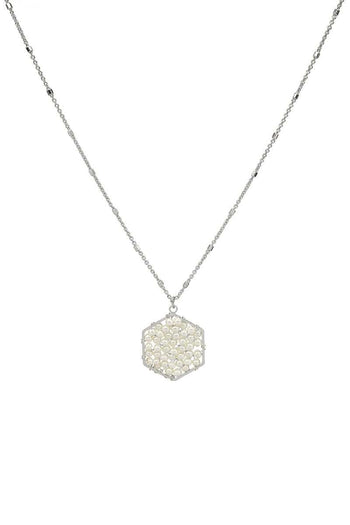 Fashion Pearl Wraps Hexagon Pendant Necklace - Deals Kiosk