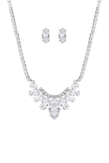 Stylish Crystal Rhinestone Necklace And Earring Set - Deals Kiosk