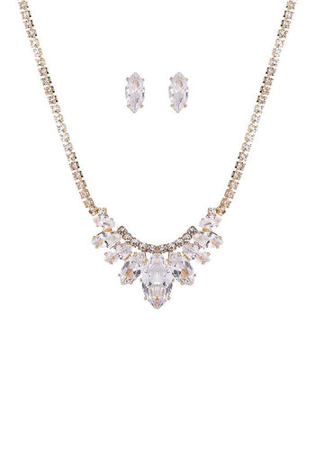 Stylish Crystal Rhinestone Necklace And Earring Set - Deals Kiosk
