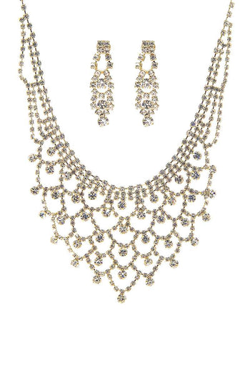 Fashion Design Rhinestone Necklace And Earring Set - Deals Kiosk