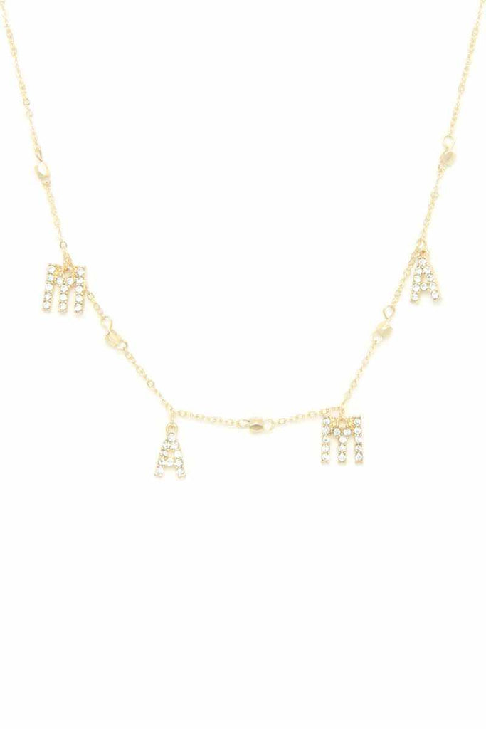 Mama Rhinestone Dangle Necklace - Deals Kiosk