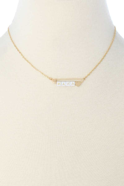 Metal Safety Pin Mama Letter Necklace - Deals Kiosk