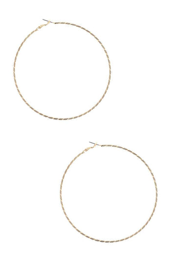 Textured Lined Metal Hoop Earring - Deals Kiosk