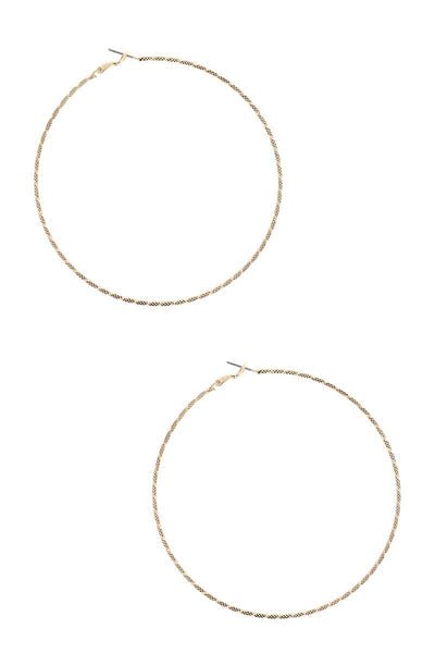 Textured Lined Metal Hoop Earring - Deals Kiosk
