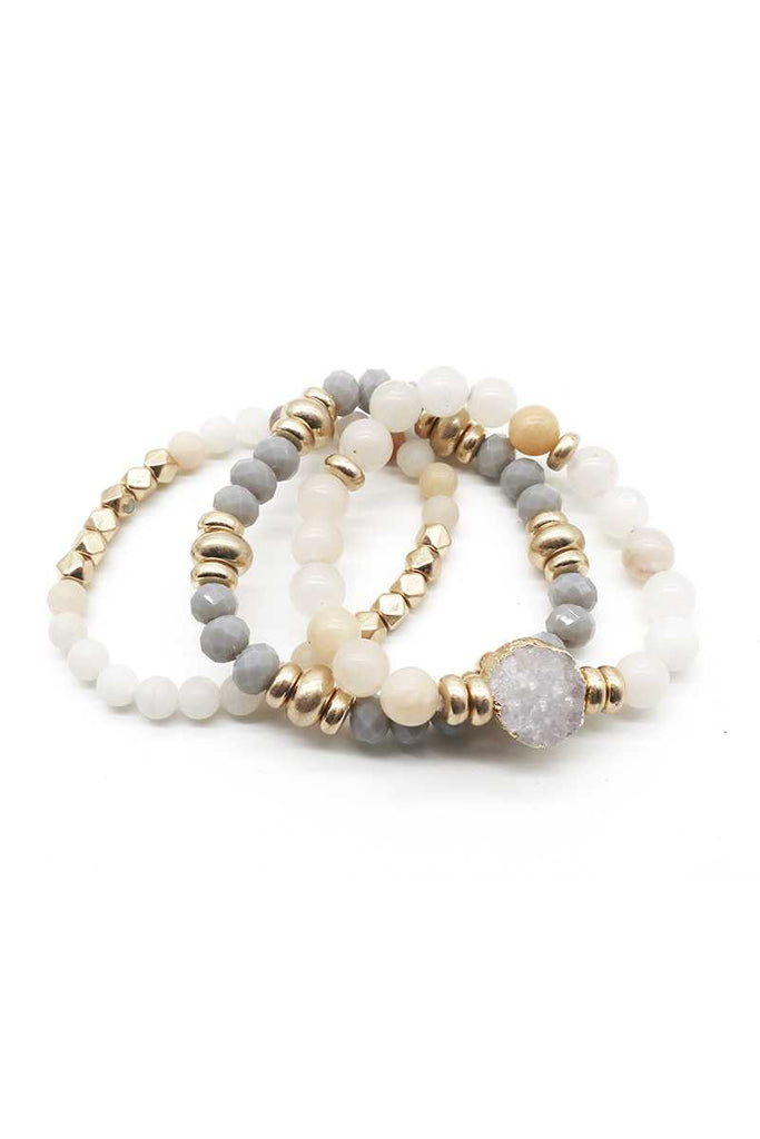 Natural Stone Bead Stretch Multi Bracelet - Deals Kiosk