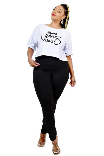 Plus Letter Printed Boxy Crop Top - Deals Kiosk