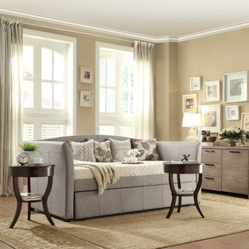 Twin size Grey Upholstered Daybed with Roll-out Trundle Guest Bed - Deals Kiosk
