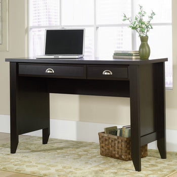 Computer Desk with Keyboard Tray in Dark Brown Mocha Espresso Wood Finish - Deals Kiosk
