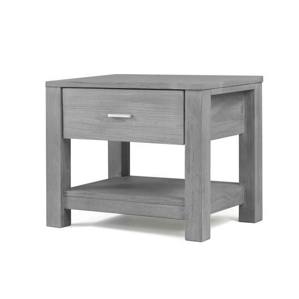 Contemporary Grey Solid Pine 1 Drawer Nightstand - Deals Kiosk
