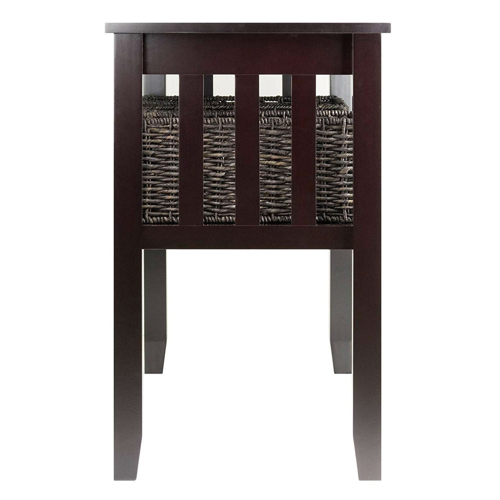 Espresso 2 Tier Entryway Hall Console Table with 3 Storage Baskets - Deals Kiosk