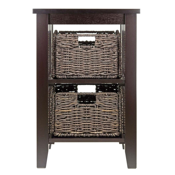 Espresso 3 Tier Bookcase Shelf Accent Table with 2 Small Storage Baskets - Deals Kiosk