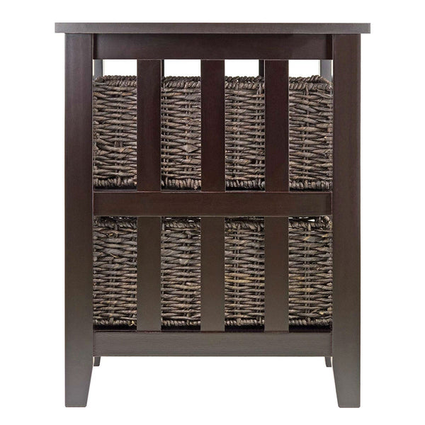 Espresso 3 Tier Bookcase Shelf Accent Table with 2 Small Storage Baskets - Deals Kiosk
