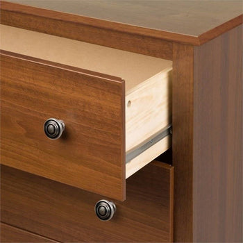 Bedroom Dresser in Medium Brown Cherry Finish with 6 Drawers and Metal Knobs - Deals Kiosk