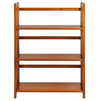 3-Shelf Folding Storage Shelves Bookcase in Honey Oak Finish - Deals Kiosk