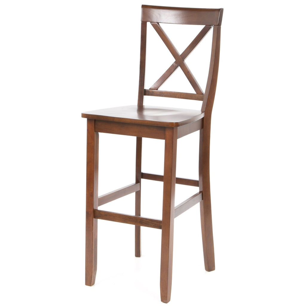 Set of 2 - X-Back 30-inch Solid Wood Barstool in Mahogany Finish - Deals Kiosk