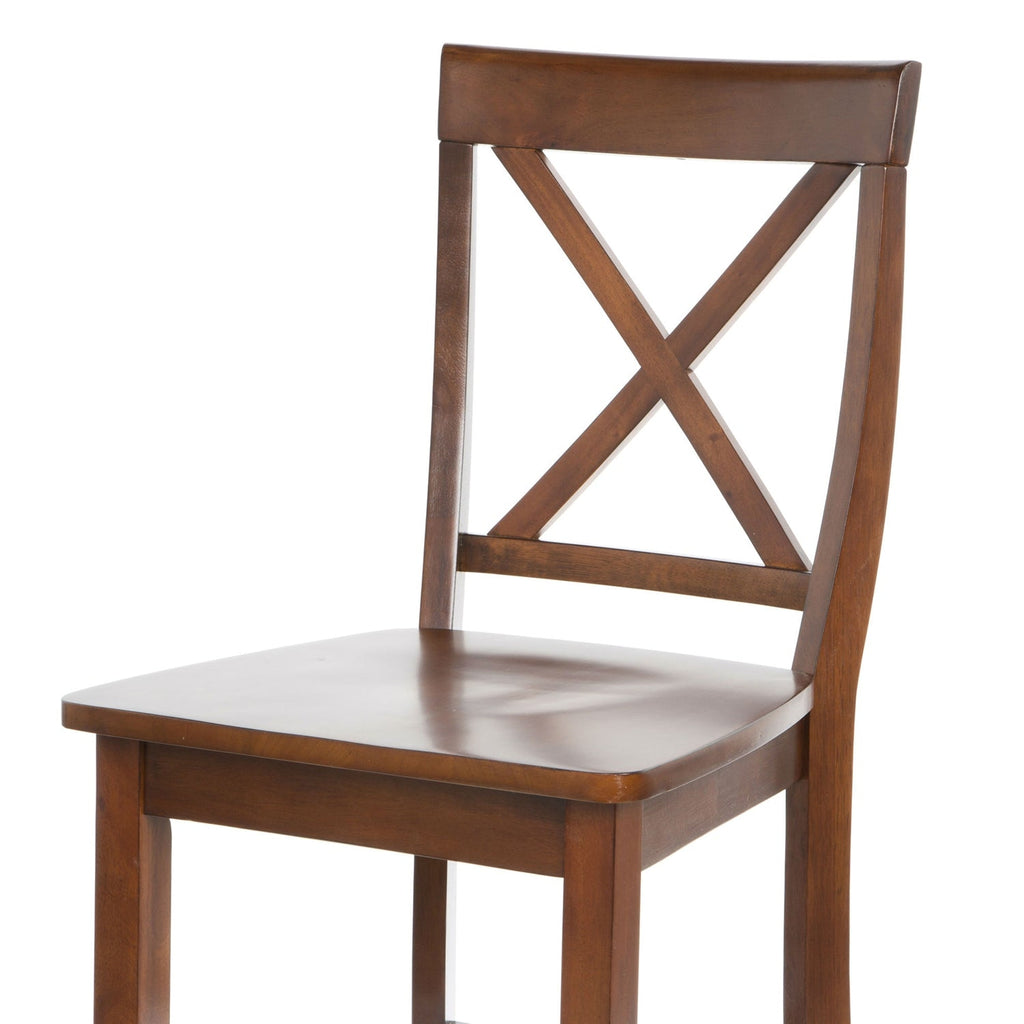 Set of 2 - X-Back 30-inch Solid Wood Barstool in Mahogany Finish - Deals Kiosk