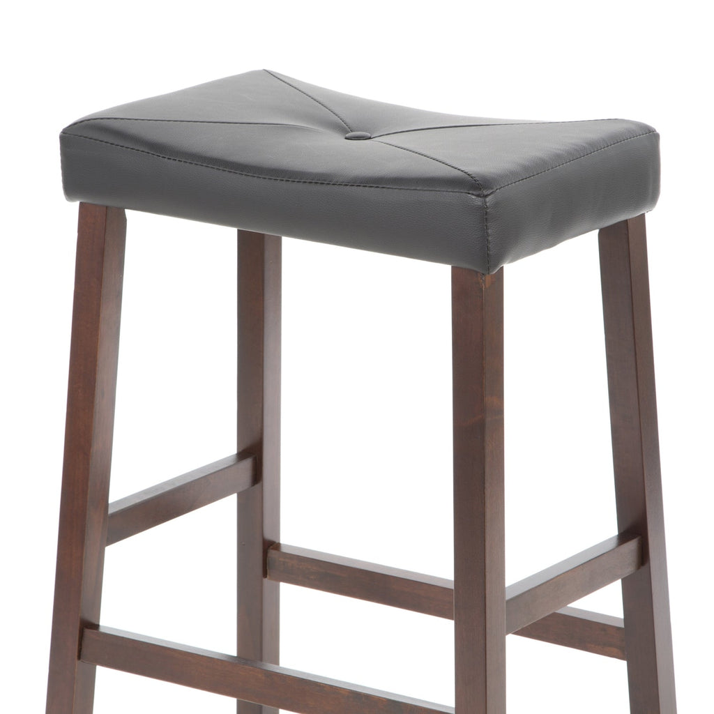 Set of 2 - Upholstered Faux Leather Saddle Seat Barstool in Mahogany - Deals Kiosk
