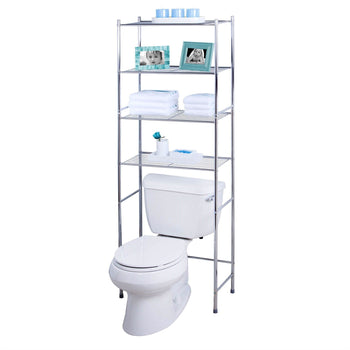 Bathroom Linen Tower Over the Toilet Shelving Unit in Chrome Metal Finish - Deals Kiosk