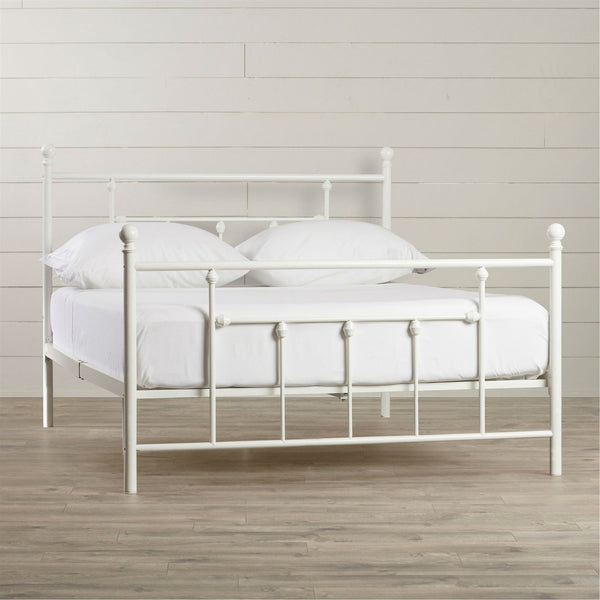 Full size White Metal Platform Bed Frame with Headboard and Footboard - Deals Kiosk