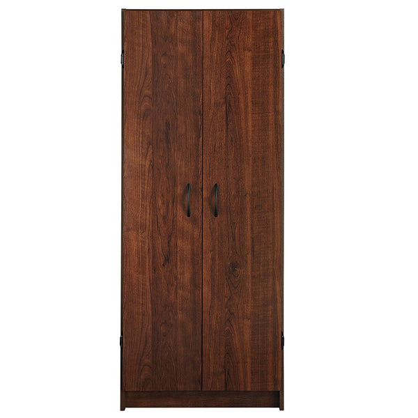 Wardrobe Cabinet with Shelves in Dark Cherry Wood Finish Bedroom Kitchen or Bathroom - Deals Kiosk