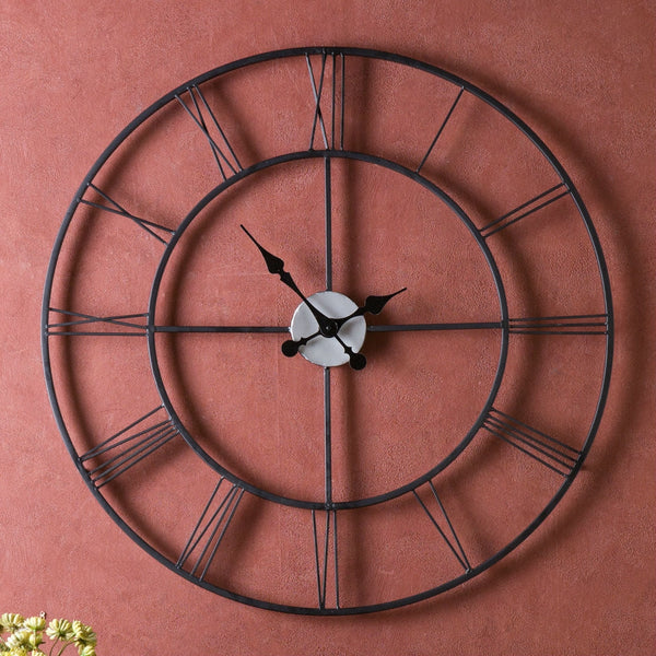 Oversized 30-inch Black Wall Clock with Roman Numerals - Deals Kiosk