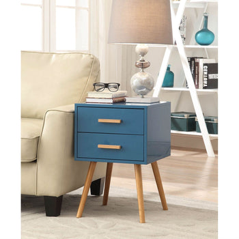 Modern Classic Mid-Century Style End Table Nightstand in Blue Finish - Deals Kiosk