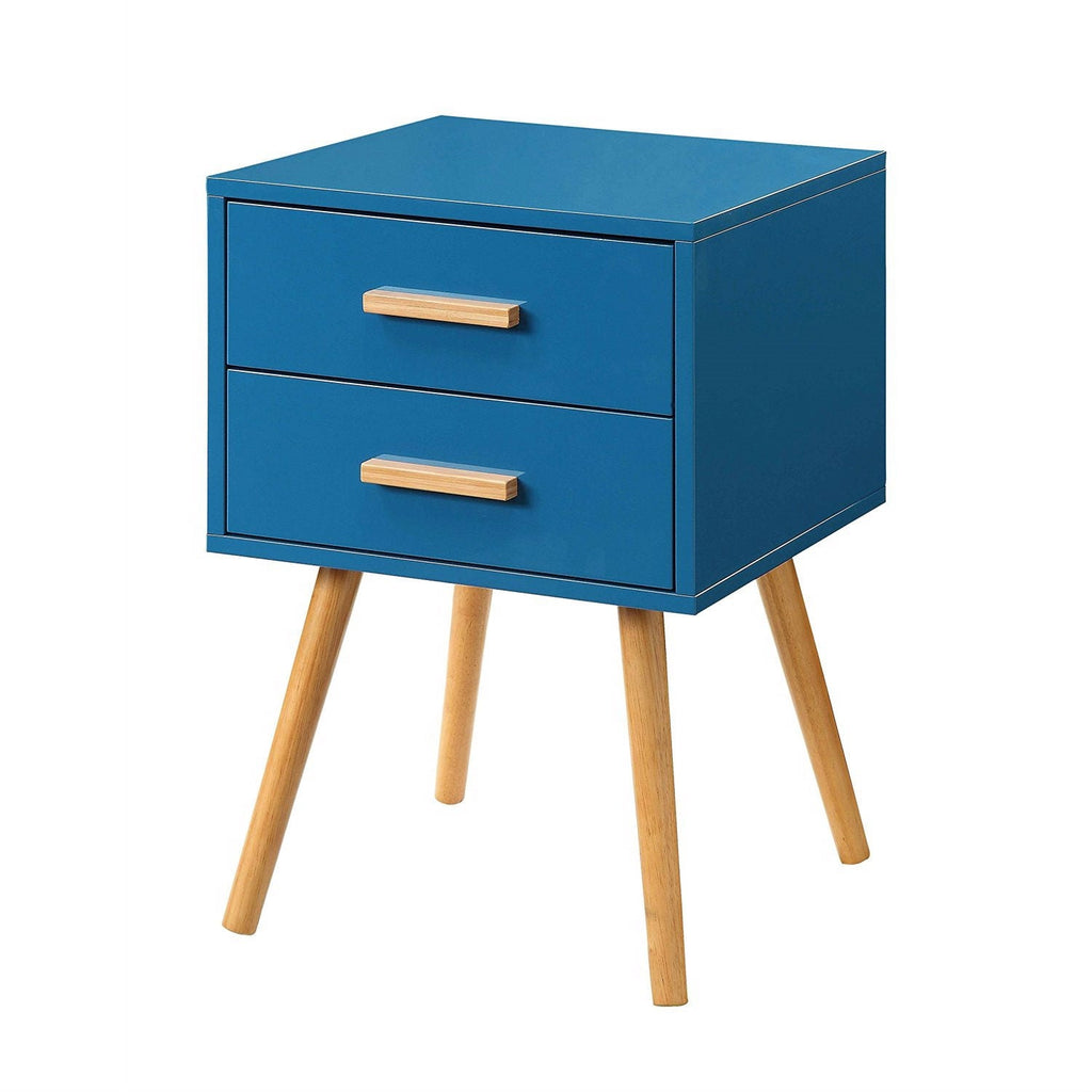 Modern Classic Mid-Century Style End Table Nightstand in Blue Finish - Deals Kiosk