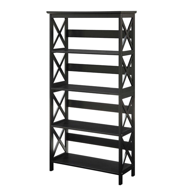 Glossy Black 5-Shelf Bookcase - Deals Kiosk