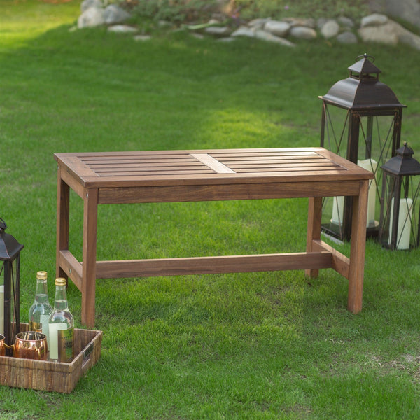 3-Ft Outdoor Backless Garden Bench in Dark Brown Wood Finish