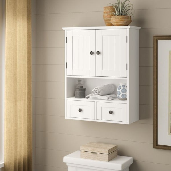 White Cottage Multi Drawer/Cabinet Wall Mounted Bathroom Storage - Deals Kiosk