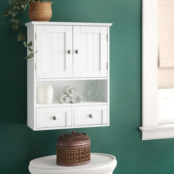 White Cottage Multi Drawer/Cabinet Wall Mounted Bathroom Storage - Deals Kiosk