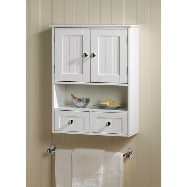 White Cottage Multi Drawer/Cabinet Wall Mounted Bathroom Storage - Deals Kiosk