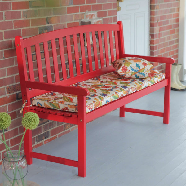 5-Ft Outdoor Garden Bench in Red Wood Finish with Armrest - Deals Kiosk