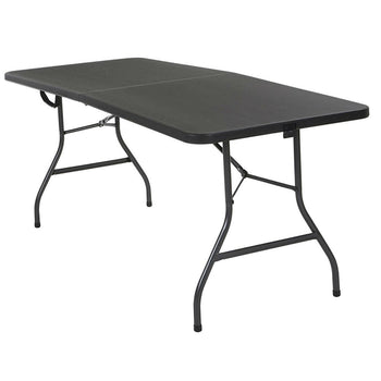 Black 6-Ft Centerfold Folding Table with Weather Resistant Top - Deals Kiosk