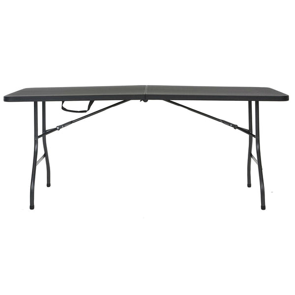 Black 6-Ft Centerfold Folding Table with Weather Resistant Top - Deals Kiosk