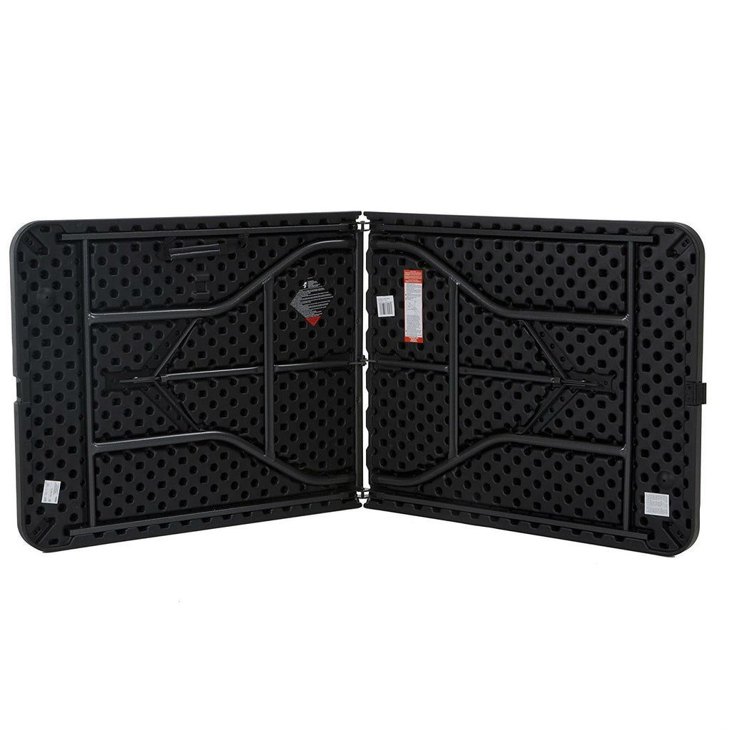 Black 6-Ft Centerfold Folding Table with Weather Resistant Top - Deals Kiosk