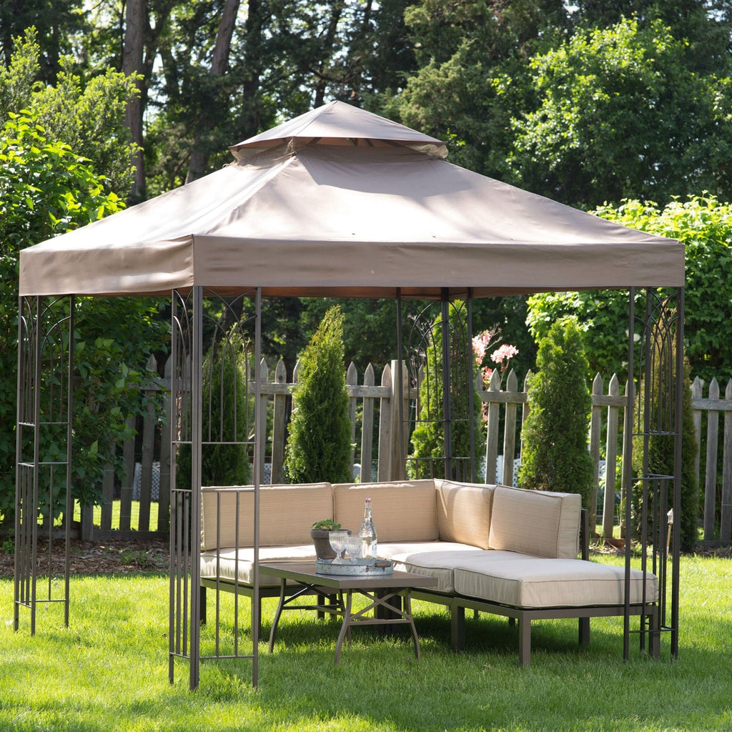 8 x 8-Ft Steel Frame Gazebo with Outdoor Weather Resistant Top Vent Canopy - Deals Kiosk