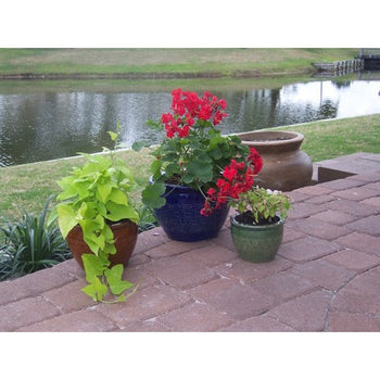 3 Piece Ceramic Planter Set in Azure Topaz and Peridot - Deals Kiosk