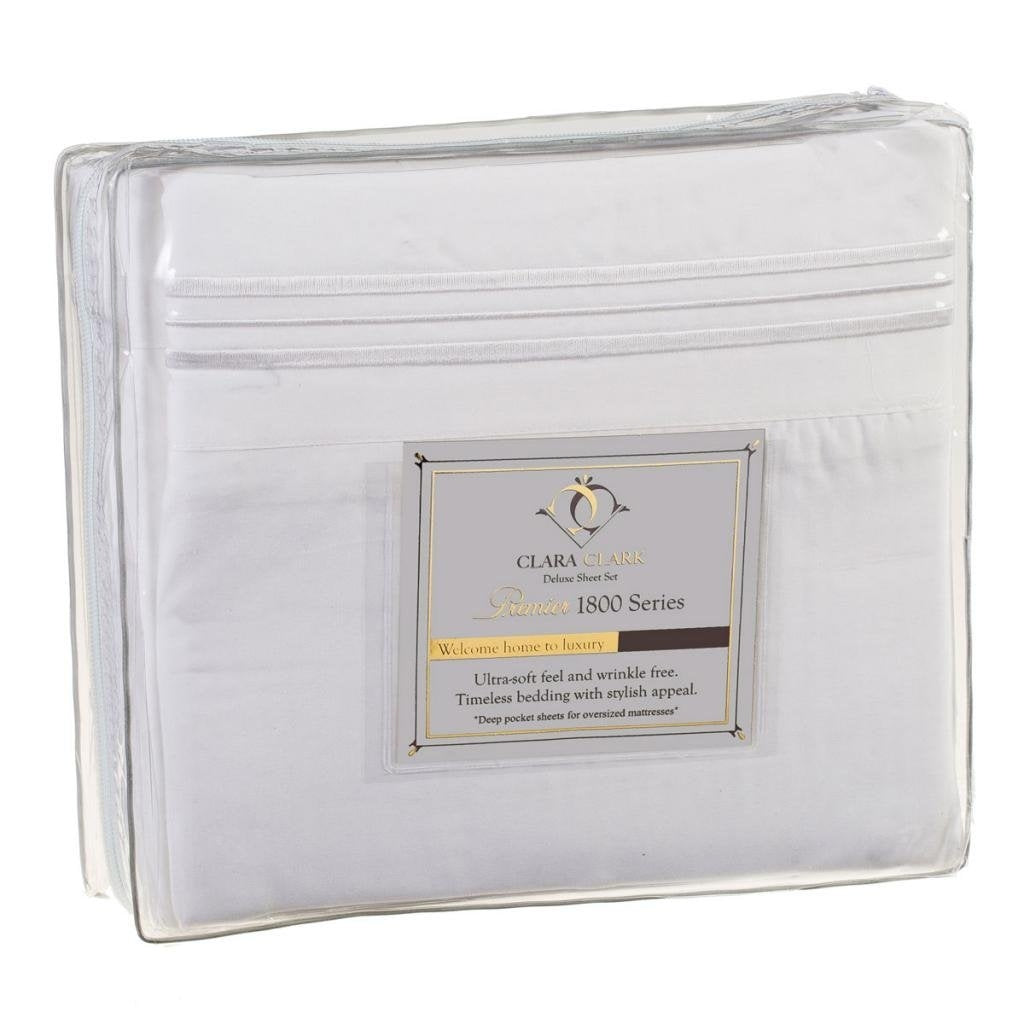King size 4-piece Silky Soft Microfiber Sheet Set in White - Deals Kiosk
