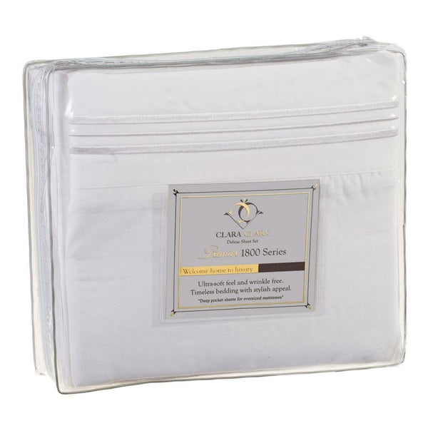 King size 4-piece Silky Soft Microfiber Sheet Set in White - Deals Kiosk