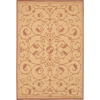 2' x 3'9 Floret Vines Leaves Floral Area Rug in Terracotta Natural