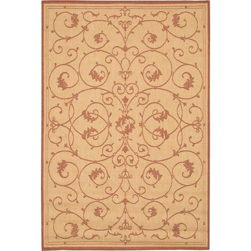 5'10 x 9'2 Indoor Outdoor Area Rug with Floret Floral Pattern Terracotta