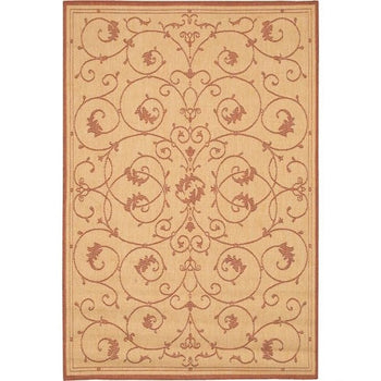 5'10 x 9'2 Indoor Outdoor Area Rug with Floret Floral Pattern Terracotta