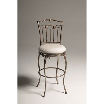 Bronze Metal Finish 30-inch Bar Stool with White Upholstered Swivel Seat