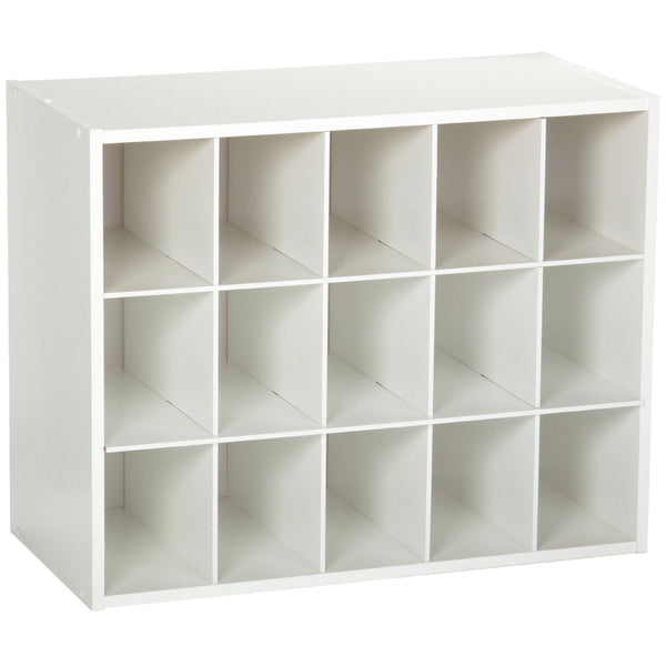 15-Cubby Stackable Shoe Rack Organizer Shelves in White Wood Finish