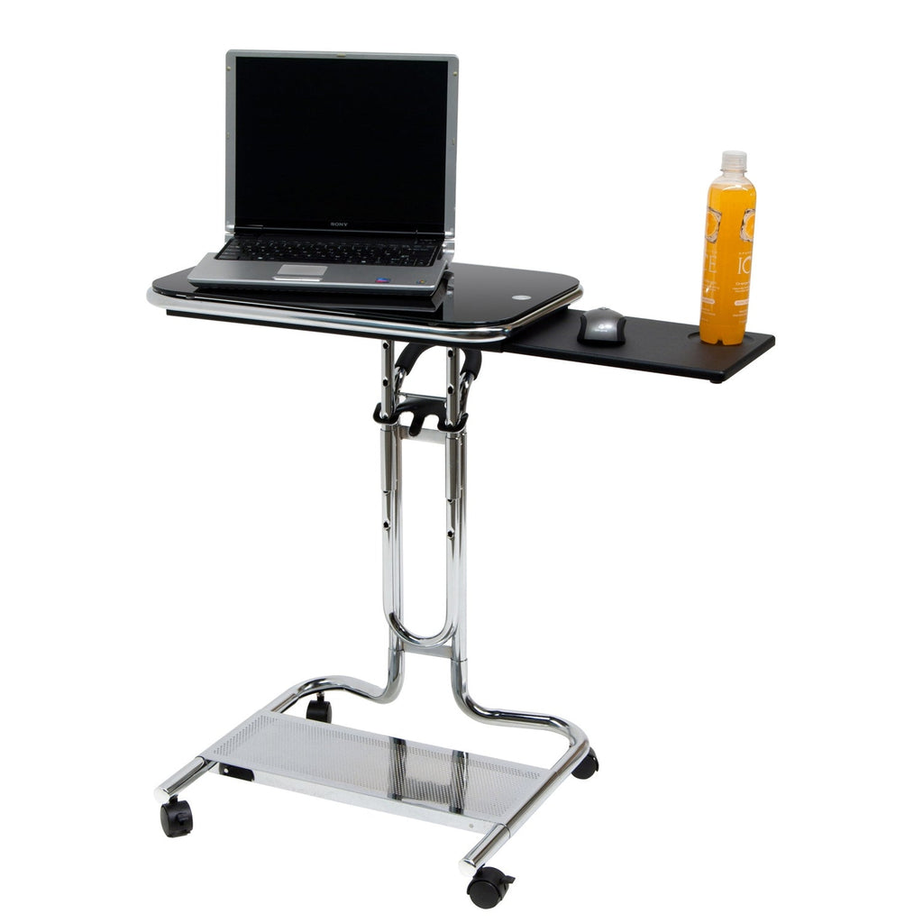 Clear Glass Top Mobile Laptop Computer Cart Desk with Mouse Pad - Deals Kiosk