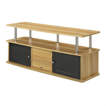 Modern 50-inch TV Stand in Light Oak / Black Wood Finish - Deals Kiosk