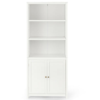 White Bathroom Linen Tower Towel Storage Cabinet with 3 Open Shelves - Deals Kiosk